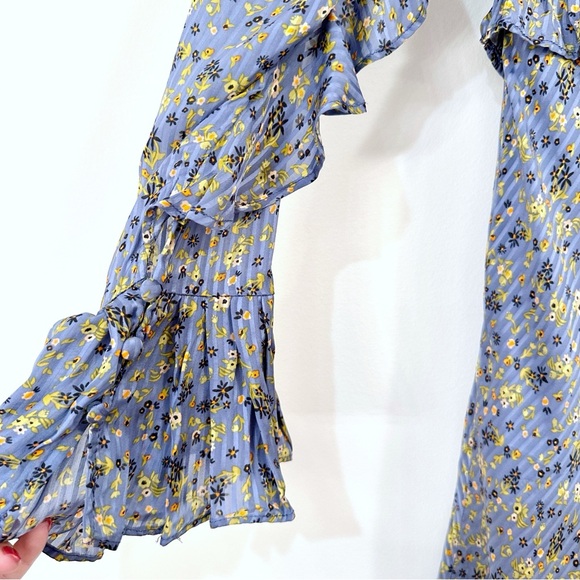 Free People Long Sleeve Empire Mini Dress Blue Size 2 - Picture 7 of 13